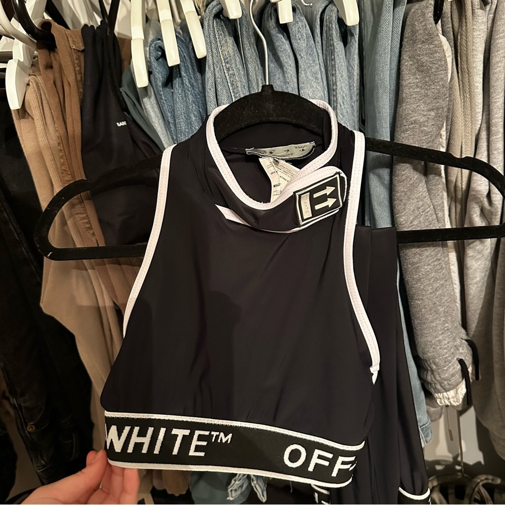 Off-White Black and White Logo Crop Top